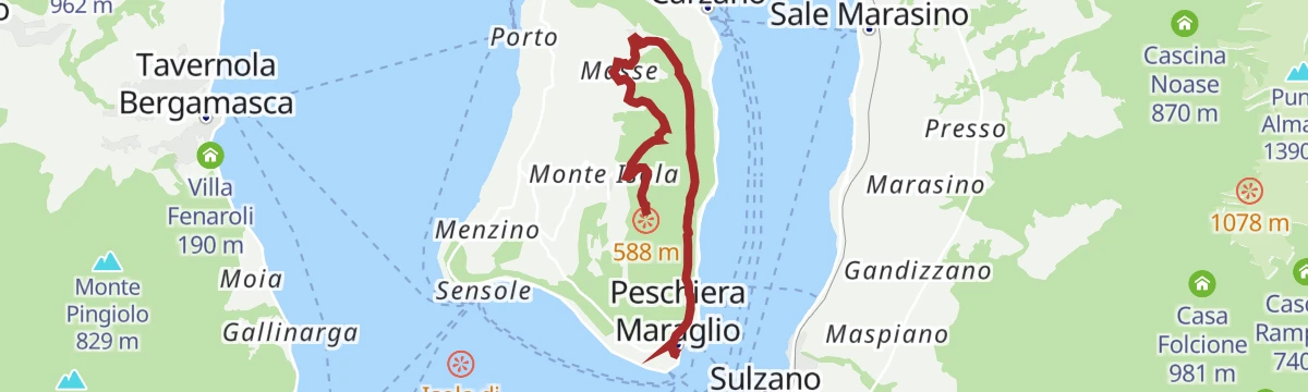 Route map: Trekking da Peschiera Maraglio al Santuario della Ceriola passando per Olzano
